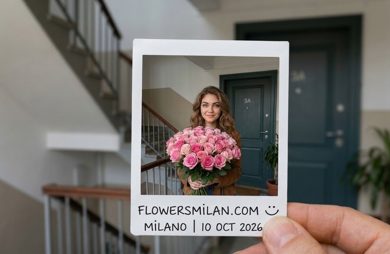 Foto ricordo del bouquet con data personalizzata Flowers Milan